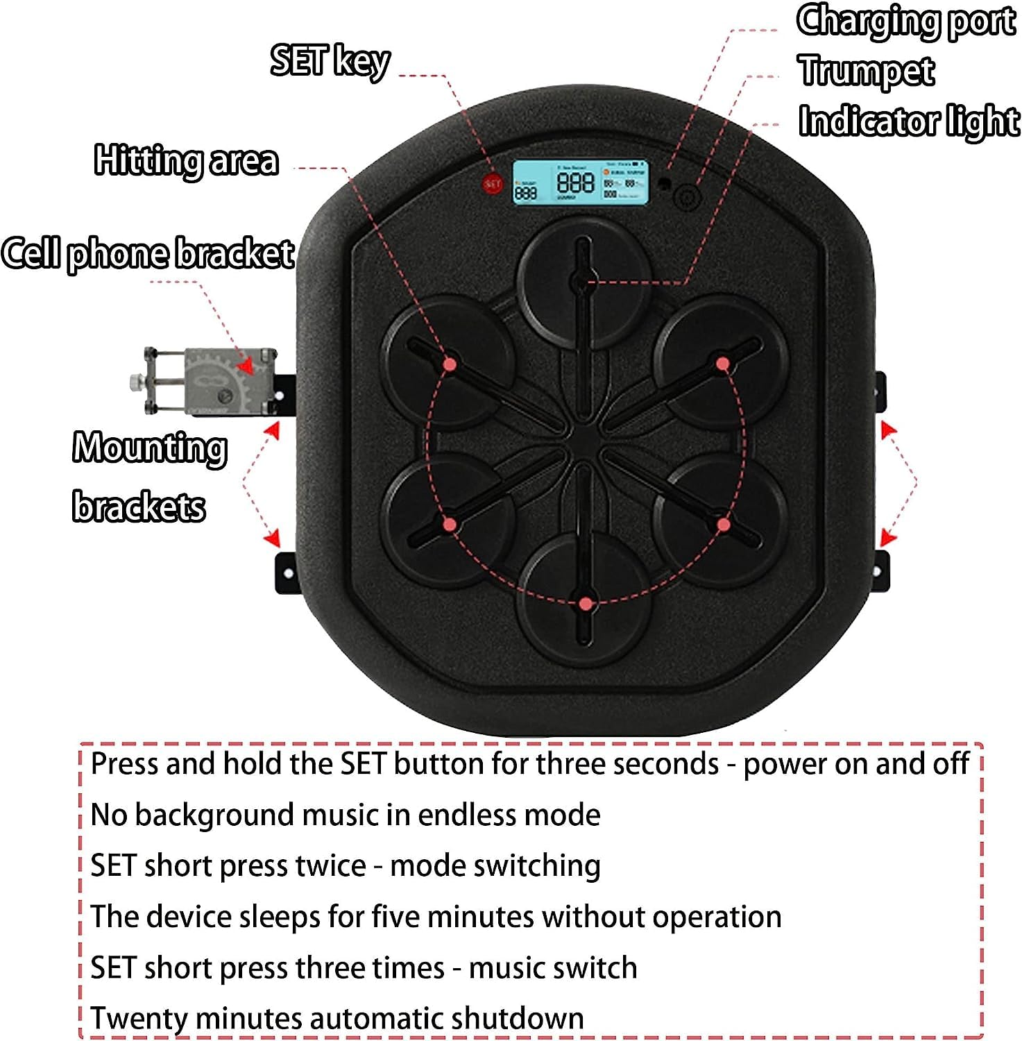 大人気音楽電子ボクシングウォールターゲットマシン ググローブ付き Amazon | ミュージックボクシングマシン電子ボクシングウォール